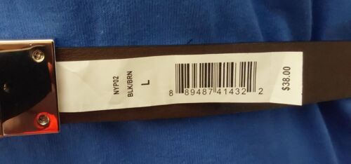 DKNY BELT REVERSIBLE BLACK DKNY LOGO TO SMOOTH BROWN SILVER BUCKLE "TAKE A LOOK"