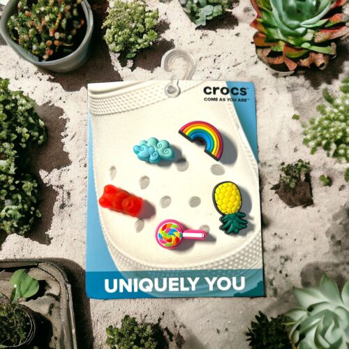 Crocs Jibbitz Uniquely You Happy Candy Rainbow Trendy Charms 5 Pieces