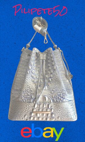 Brahmin Marlowe Bucket Shoulder  Handbag~Eggshell~Silver & Blue Melbourne~NWT
