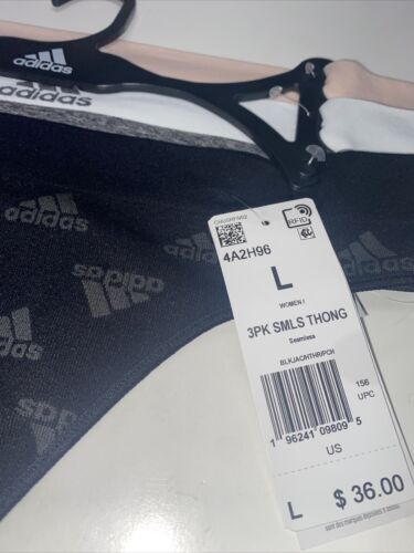 Adidas Women's 3-PK Blend Spandex THONG Underwear 4A2H96 (Size L)  MSRP $36