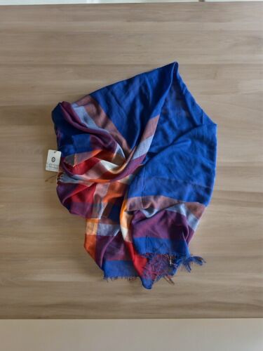 Caterina de Medici Italy 100% Cotton Scarf Shawl Multicolor, Two Side Fringe~NEW