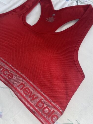 New Balance Medium Impact Sports Bra Alpha Red/Gold Style R000389  Size L - CUTE