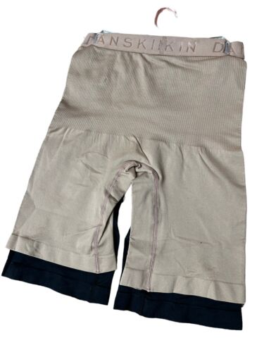 DANSKIN 2 PK~Women’s Shaping Shorts Sculpts & Smooths~Large~Black & Beige~DS4615
