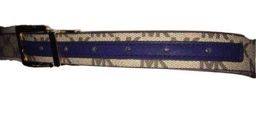 MICHAEL KORS BELT REVERSIBLE TAN/NAVY WITH MK PRINTED LOGO SKINNY JUST ARRIVED