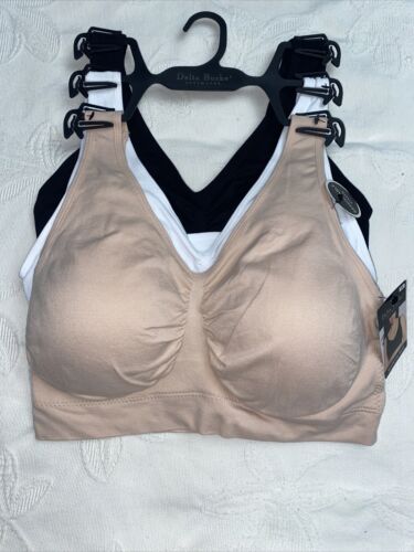 Delta Burke 3-Pack Seamless Bras Size 1X Soft Comfort Lounge Removable Pads NEW