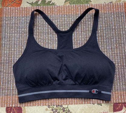 Champion Women Spaghetti Strap Racerback Seamless Sports Bra Black Size L NEW