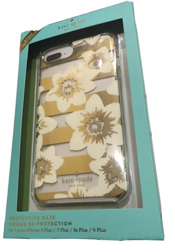 KATE SPADE PHONE CASE WHITE FLOWER GOLD ACCENTS RHINESTONE iPhone 8,7,6s,6 PLUS
