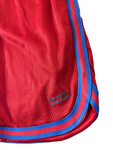 Champion Basketball Shorts Mens~L Red Mesh~Blue Stripes~ Gym NEW
