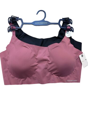 Lucky Brand~2 Pack Seamless Laser Cut Bras Black /Mauve~LV19051X~PLUS 1X~UNIQUE
