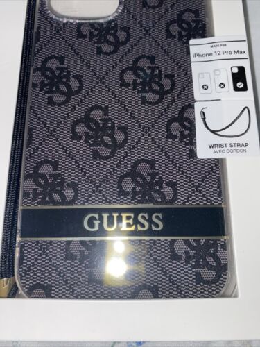 Guess Slim Profile PU Leather Protective Case  iPhone 12 ProMax Black 6.7”-STRAP