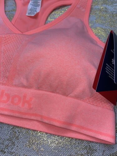 Reebok Tone Seamless Bra Electric Coral Heather Medium Support XLarge MSRP $40
