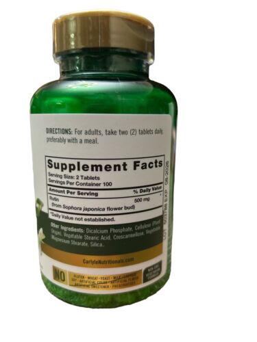 Rutin 500mg 200 Caplets Vegetarian Made USA