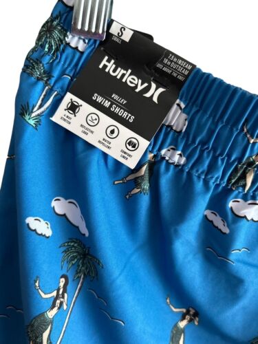 Hurley Swim Trunks Mens Size Small Hula Girl Hawaiian Dancer~Blue Multicolor~NEW