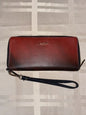 LODIS Red RFID Card Case Window ID~ Red & Black Ombre~ Leather Wallet~ UNIQUE!