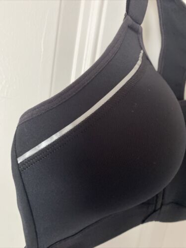 LAYER 8 MAXIMUM SUPPORT SIZE XL Sports Bra Black Fitted Front Zipper-NEW