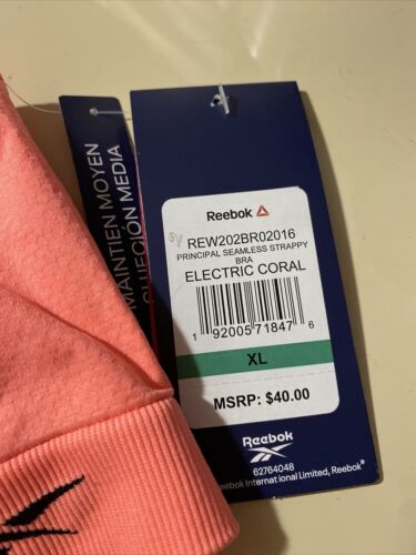 Reebok Tone Seamless Bra Electric Coral Heather Medium Support XLarge MSRP $40