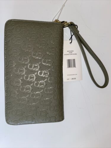 STEVE MADDEN WALLET WRISTLET SAGE STAMPED LOGO SM Zip Around STYLE!!!!