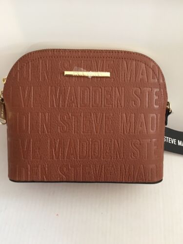 STEVE MADDEN HANDBAG BMARILYN COGNAC STAMPED LOGO GOLD HARDWARE