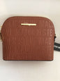 STEVE MADDEN HANDBAG BMARILYN COGNAC STAMPED LOGO GOLD HARDWARE