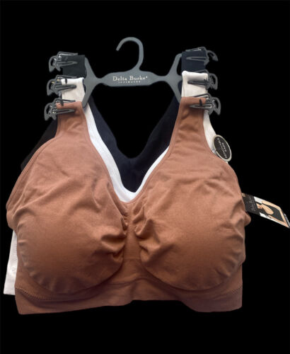 Delta Burke 3-Pack Seamless Bras Size 2X Soft Comfort Lounge Removable Pads NEW
