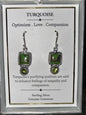 SHIVAM .925 STERLING SILVER TURQUOISE EARRINGS GENUINE GEMSTONE ROUND DANGLE NIB