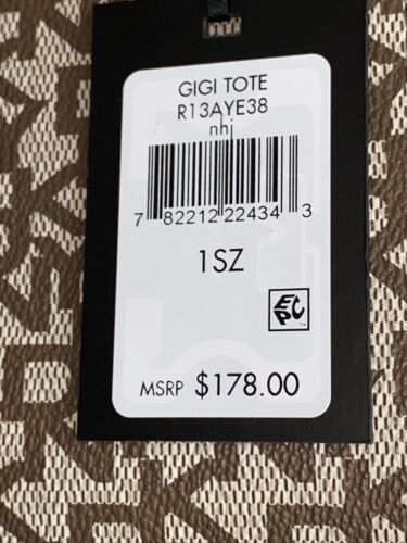 DKNY Gigi Tote Signature Logo Vanilla/Brown  Gold Hardware MSRP $178.00 ELEGANT