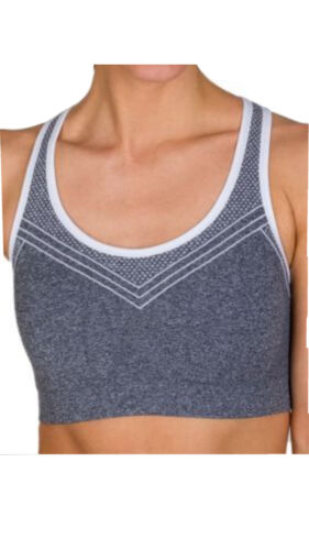 Jockey Sport Linear Melange Medium-Impact Sport Bra "Pure White" Medium New 9277