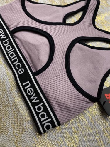NEW BALANCE Medium Impact Sports Bra Lavender Cashmere/Black Size LARGE NEW
