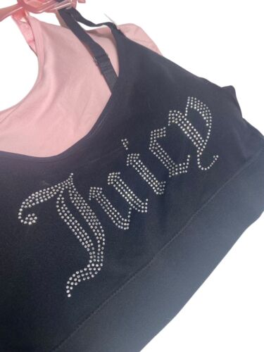 Juicy Couture Intimates Bralettes ~Pink/Black Logo~JC7650~2Pack~ Size Large~CUTE