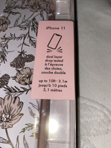 Kate Spade New York Protective Case iPhone 11 Pink Flower Rhinestones Clear  NEW
