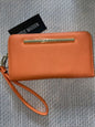 STEVE MADDEN WALLET WRISTLET ORANGE SMOOTH TEXTURE GOLD ZIPPER MD1000X