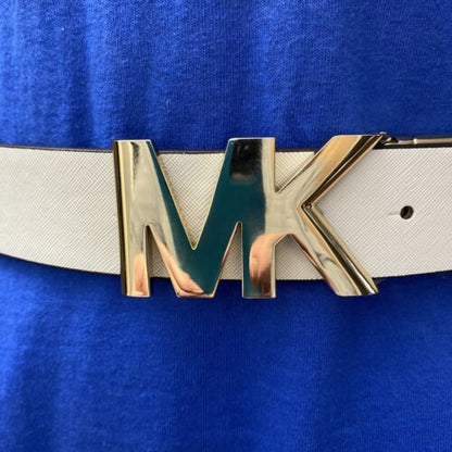 MICHAEL KORS BELT REVERSIBLE SOFT PINK TO WHITE GOLD MK BUCKLE "SO NICE"!
