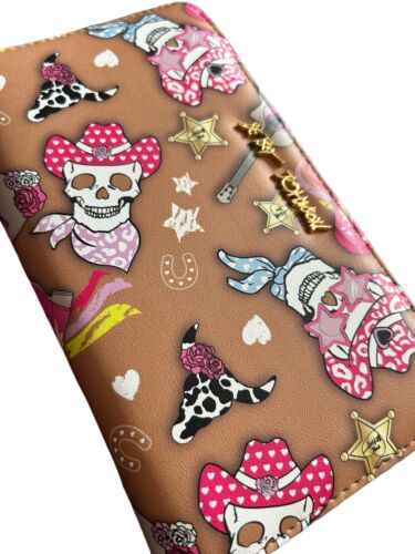 Betsey Johnson Zip Around Wristlet Wallet SKULLS~Multicolor~All Year HALLOWEEN!￼