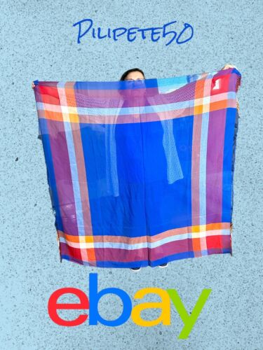 Caterina de Medici Italy 100% Cotton Scarf Shawl Multicolor, Two Side Fringe~NEW