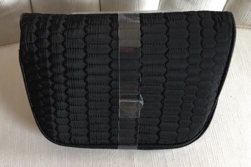 Aimee Kestenberg CHELSEA  3-Piece Set  BLACK QUILT Silver Zipper Cosmetic Bag