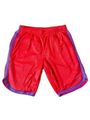 Champion Basketball Shorts Mens~L Red Mesh~Blue Stripes~ Gym NEW
