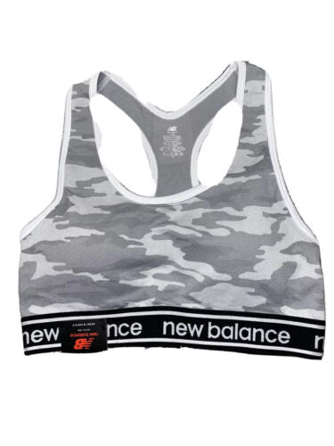 New Balance Medium Impact Sports Bra Style 110998 White Camouflage Size L NEW