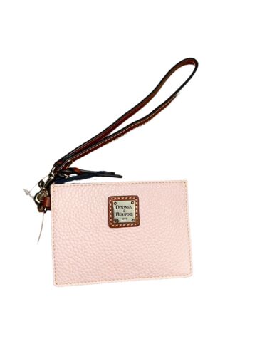 Dooney & Bourke Pebble Grain Leather Wristlet~Top Zip Card Case~Pale Pink-UNIQUE