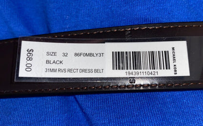 MICHAEL KORS BELT REVERSIBLE MENS DRESS BELT BLACK TO BROWN WITH SILVER BUCKLE!