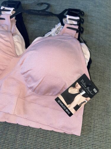 Delta Burke 3-Pack Seamless Bras Size 1X Soft Comfort Lounge Removable Pads NEW