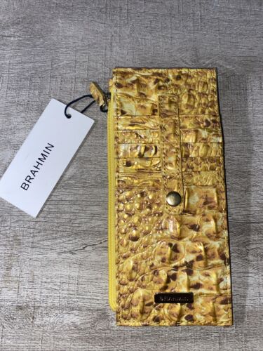 BRAHMIN CANARY MELBOURNE LEATHER CREDIT CARD SLIM WALLET NWT