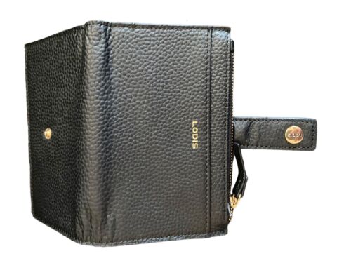 LODIS Coin Purse Bifold Card Wallet BLACK Genuine Leather-ABSOLUTELY BEAUTIFUL!