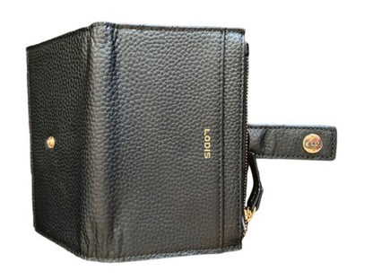 LODIS Coin Purse Bifold Card Wallet BLACK Genuine Leather-ABSOLUTELY BEAUTIFUL!