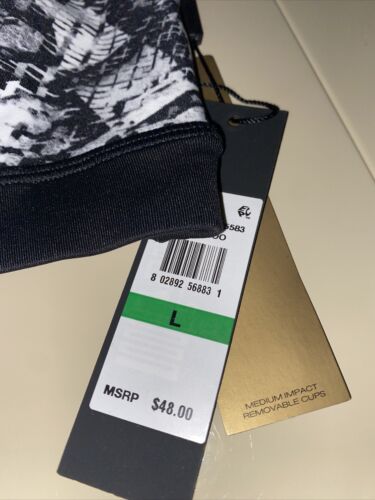 DKNY Donna Karan Printed Fitness Geometrical Design Sports Bra LARGE MSRP $48