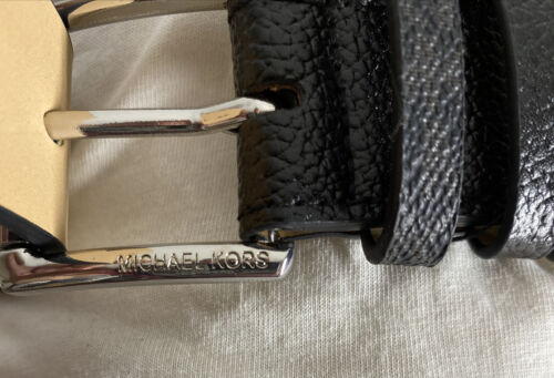 MICHAEL KORS BELT BLACK WITH MINI PRINTED MK LOGO TRIPLE BELT LOOP WITH STUDS