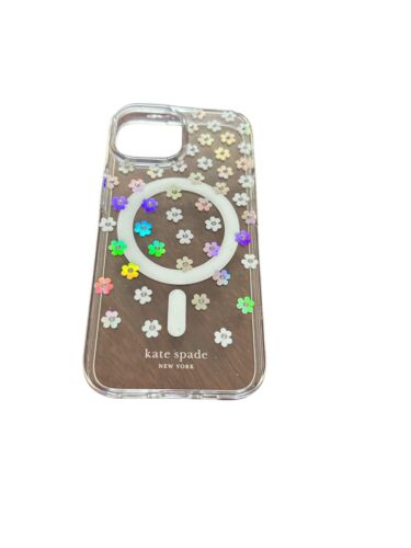 kate spade phone case I Phone 13-14-15 iridescent-rhinestone-tiny daisies-UNIQUE