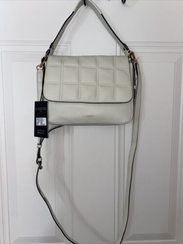 LODIS KINSLEY FLAP LEATHER XBDY BAG~MUSHROOM GRAY~UNIQUE STYLE ~REAR FIND
