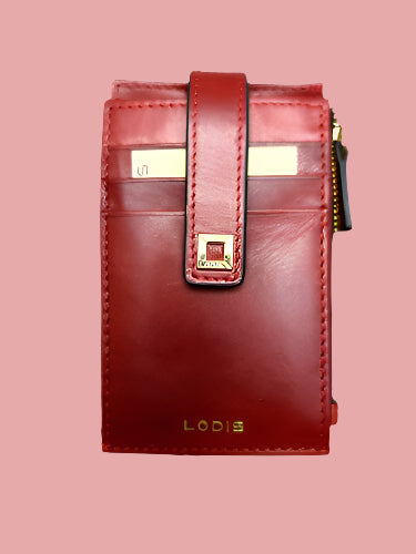 Lodis Red RFID Protection Cardholder Window ID Leather Bifold Wallet~ QUALITY!!