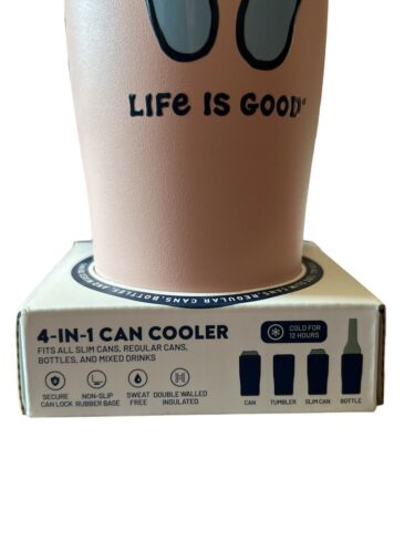 Life is Good 4-in-1 Can Cooler Multicolored~Fits All Slim/Regular Cans Cold 12 H