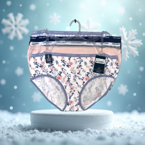 LAURA ASHLEY Intimates Cotton-Spandex Brief Panties~Size XL~5 pair Style LS9540